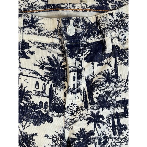 TORY BURCH Coastal Print Cropped Jeans Women 27 White Blue Mid Rise Slim - Picture 8 of 13